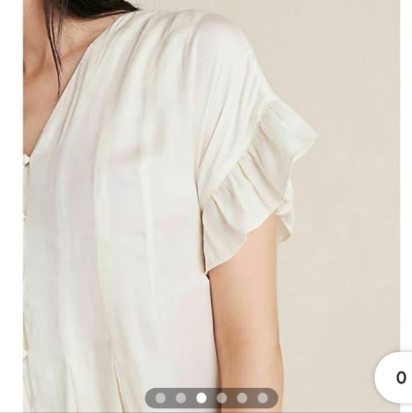 ANTHROPOLOGIE DOLAN mitzi pleated ruffle blouse - size large - Picture 3 of 10